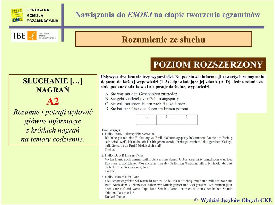 główne informacje z krótkich nagrań