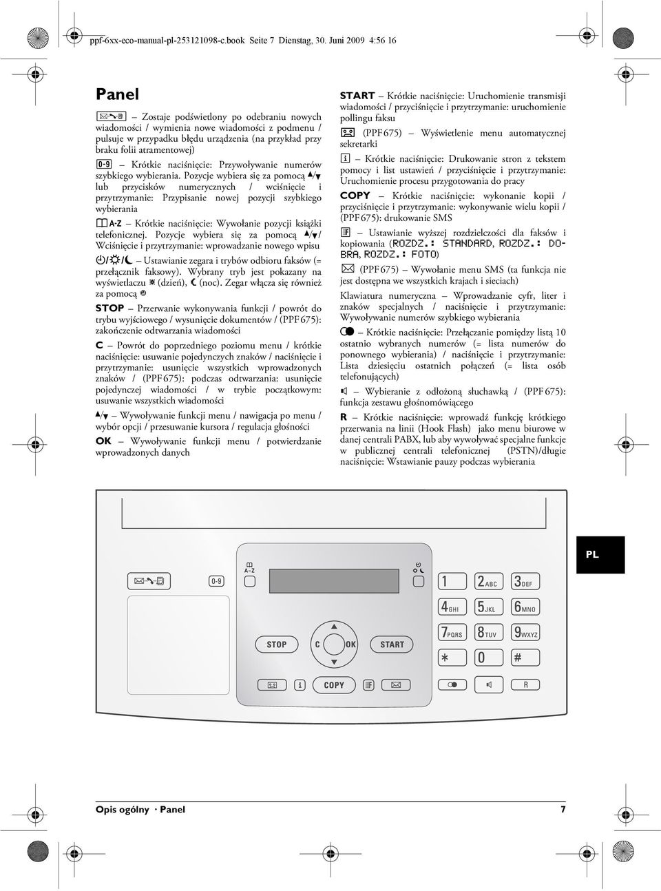 atramentowej) Szybkie wybieranie Ý Krótkie naciśnięcie: Przywoływanie numerów szybkiego wybierania.