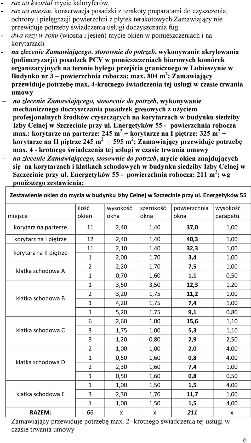 (polimeryzacji) posadzek PCV w ch biurowych komórek organizacyjnych na terenie byłego przejścia granicznego w Lubieszynie w Budynku nr 3 powierzchnia robocza: max.