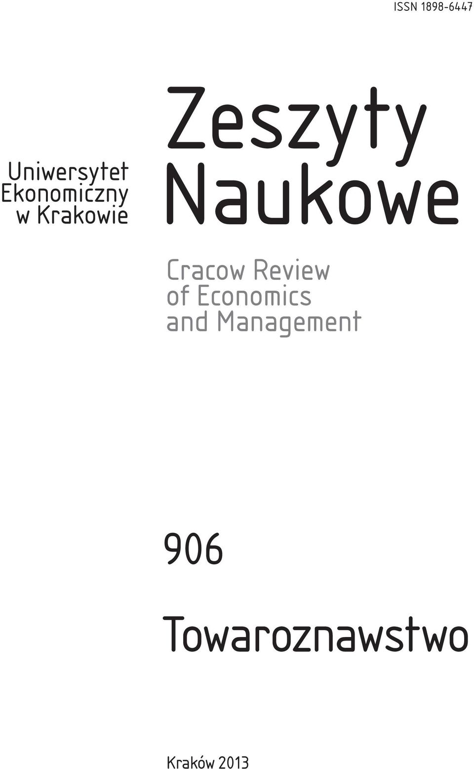 Naukowe Cracow Review of Economics