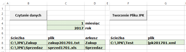 Użytkowanie systemu Użytkownik powinien wprowadzić ścieżki i nazwy plików zakupu i sprzedaży oraz generowanego pliku JPK.