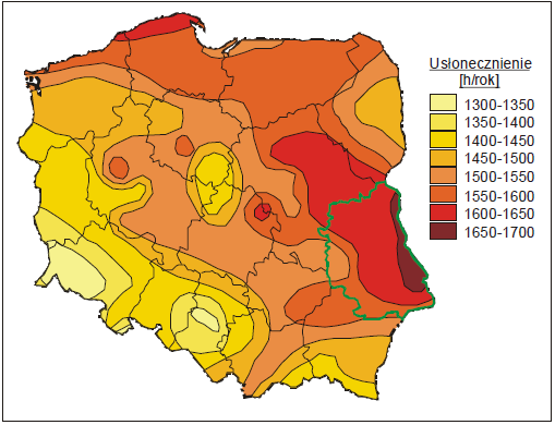 Położenie geograficzne Gminy w obszarze Polski o najsilniejszym nasłonecznieniu dodatkowo preferuje montaż kolektorów na tym obszarze.