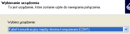 Konsola Podręcznik użytkownika Kreator połączenia sieciowego - Windows XP W kolejnym kroku należy wybrać opcję Połącz bezpośrednio z innym komputerem.