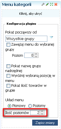 W tym celu wprowadzono dodatkowy parametr Ilość poziomów w konfiguracji