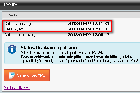 2.12 imall24 2.12.1 Generowanie pliku XML W Comarch ERP e-sklep 6.8 zautomatyzowano generowanie pliku XML dla serwisu imall24.