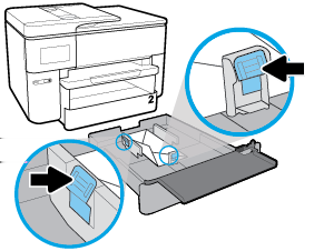 4. Włóż kopertę w orientacji pionowej, stroną do druku skierowaną w dół. Upewnij się, że stos kopert jest wyrównany z odpowiednimi liniami rozmiaru papieru na przedniej stronie podajnika.