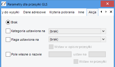 (rys. 21) Inne Akcja Tu ustalamy czy przy nadaniu paczki mają zostać zmienione jakieś pola dokumentu.