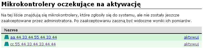 Konfiguracja W celu ułatwienia administratorom korzystania z systemu zdecydowaliśmy się na udostępnienie możliwości konfiguracji mikrokontrolerów i czujników z poziomu strony www.