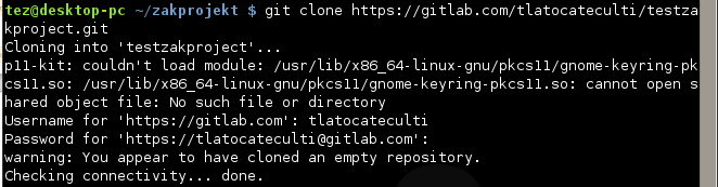 2. Korzystanie z repozytorium w systemach Unix/Unix-like. Niemalże wszystkie dystrybucje systemy Linux są odgórnie wyposażone w narzędzie git.