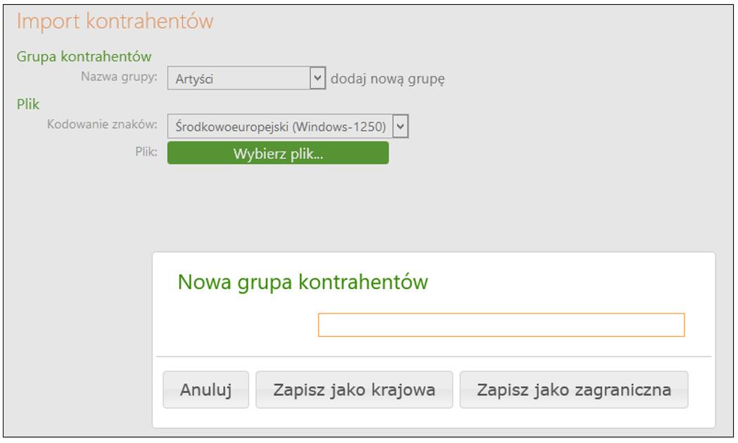 dyspozycji: Hasło logowania (tylko import przelewów), to nie będzie mógł importować, dodawać, modyfikować kontrahentów).