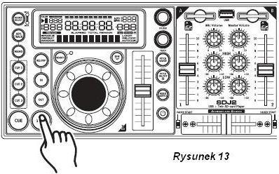 Ustawi to Punkt CUE bez przerywania muzyki. Wciśnięcie CUE BUTTON (19) spowoduje powrót do punktu, w którym wciśnięto CUE BUTTON (19).