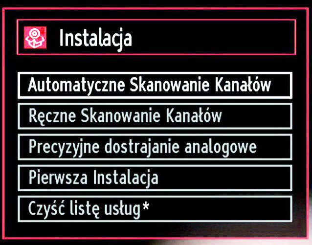 Przy pomocy przycisku lub należy wybrać kraj i nacisnąć przycisk aby podświetlić opcję języka teletekstu. Proszę wybrać Język teletekstu (Teletext Language), wciskając przycisk lub.