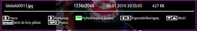 TV przeskoczy do pliku rozpoczynającego się na literę wprowadzoną przy pomocy przycisków numerycznych na pilocie. Odtwarzaj to (przycisk OK): Odtwarza wybrany plik.