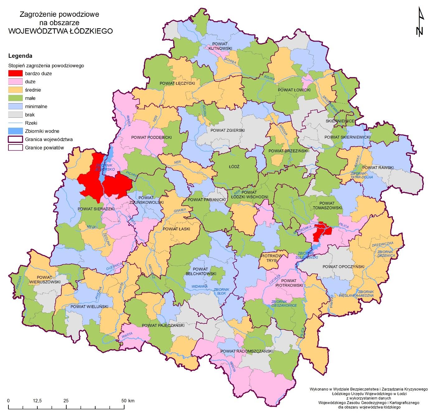 Aleksandrów - obszar do 8 km², d) wzdłuż rzek Malina, Moszczenica i Struga gmina Piątek. W województwie łódzkim zagrożonych jest łącznie ok.