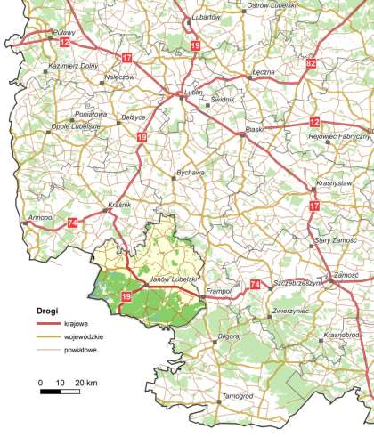 3.2 Dostępność komunikacyjna Powiat Janowski posiada dogodne położenie komunikacyjne.