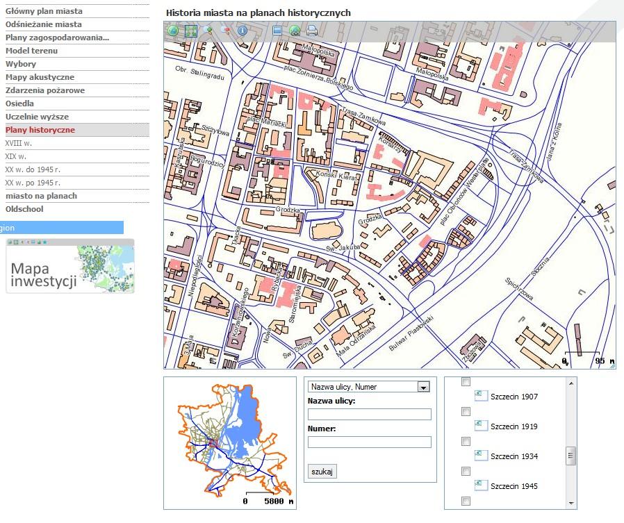 Interaktywny zestaw historycznych planów Miasta ze zbiorów Muzeum Narodowego w Szczecinie i Archiwum Państwowego w Szczecinie przybliża tło wydarzeń mających istotny wpływ na dzieje Szczecina oraz