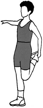 Do wykonania ćwiczenia możesz potrzebować krzesła lub ściany, aby zachować równowagę. Zgięcia bioder Krążenia ramion Przednie kolano (Rozruch kręgosłupa) (Rozruch ramion) (Mięsień czterogłowy) 2.
