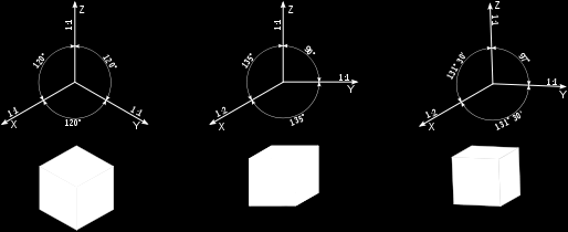 Przykładowy rzut (od lewej) izometryczny,