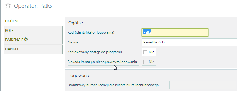 70 5.1.1 Dodanie operatora i przypisanie mu uprawnień Operatora dodajemy z menu górnego Ustawienia -> grupa System -> Operatorzy. Rys.