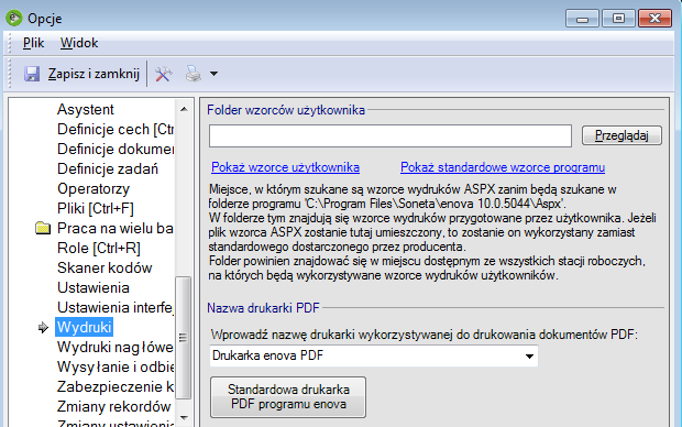 Urządzenia i drukarki). Jeśli nie, instalujemy ją uruchamiając program novapin.exe, umieszczony w katalogu \Program Files\Soneta\enova X.X.XXXX.