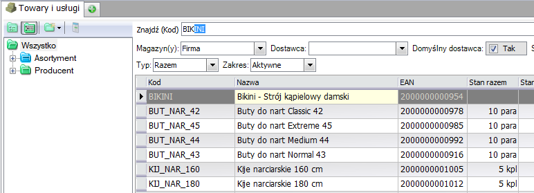 Rys. 6 Pole Lokator po wprowadzeniu 3 znaków Wyszukiwanie prowadzone jest wg zapisów w różnych kolumnach listy, poczynając od znaku pierwszego.