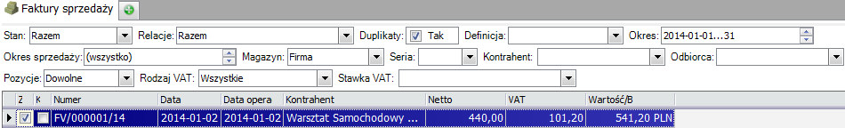 Nie należy włączać funkcji Zapamiętaj ustawienia tabeli (patrz: Konfiguracja list), jeśli ustawione zostało sortowanie wg kolumny wyliczanej przez system (np.