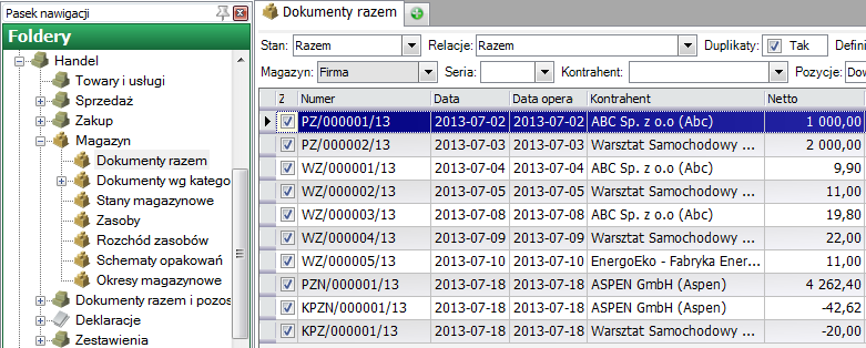 Będąc na liście faktur zakupu możemy nacisnąć klawisz <F7>, który wyświetli formularz odpowiedniego dokumentu przyjęcia magazynowego PZ.