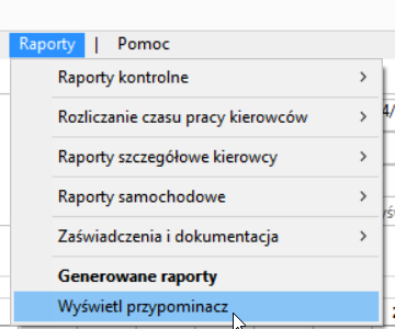 Inną metodą wyświetlenia przypominacza, w trakcie pracy z programem, jest kliknięcie na przycisk "Wyświetl przypominacz" w Ustawieniach programu.