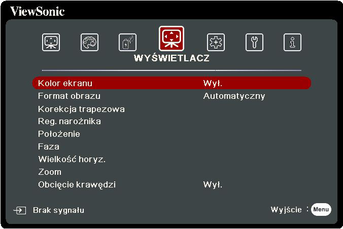 3. Naciśnij /, aby wybrać metodę regulacji Wskazuje wybrany kąt. najbardziej odpowiadającą potrzebom, po czym naciśnij przycisk Enter. 4.