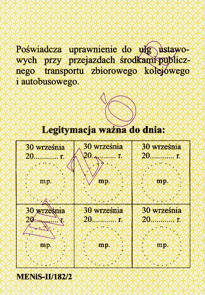 Wymiary 72 x 103 mm Uwaga: legitymacje szklone dla uczniów niepełnosprawnych we wszystkich typach szkół artystycznych, oznaczone są symbolem ART.-II/293/3 (Dz.U. 2005.