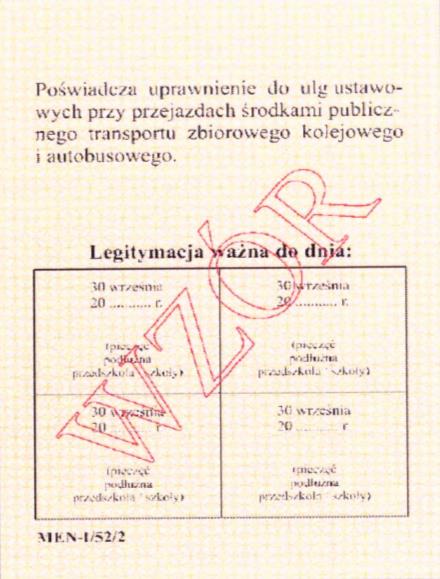 Wzór nr 15 do nr 17, 27 LEGITYMACJA PRZEDSZKOLNA DZIECKA NIEPEŁNOSPRAWNEGO Legitymacje przedszkolne dla dzieci niepełnosprawnych wydane na