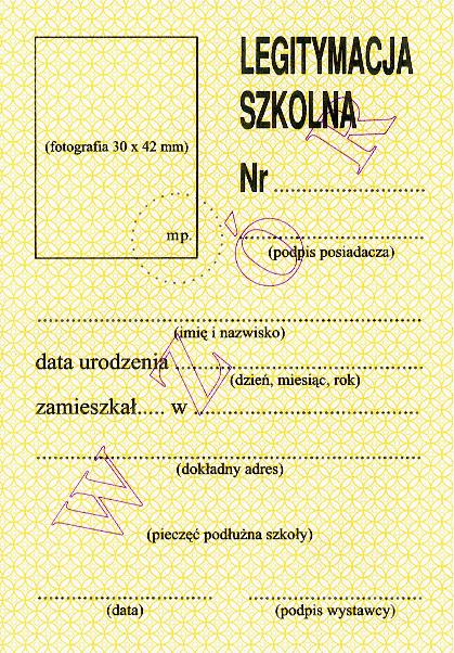 Wzór nr 18 do nr 17, 27 LEGITYMACJA SZKOLNA UCZNIA NIEPEŁNOSPRAWNEGO Legitymacje szkolne dla dzieci niepełnosprawnych wydane na drukach MENiS-II/182/2 mogły być wydawane do