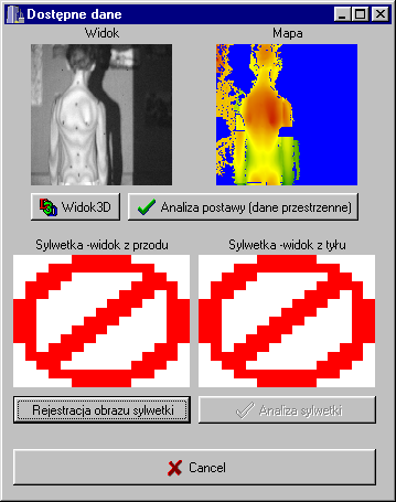 Wskazywanie punktów odbywa się ręcznie (kursorem myszy) na zarejestrowanych obrazach. Ponieważ wykorzystuje się jedynie płaski obraz nie jest konieczne i potrzebne wykorzystywanie obrazu mory.