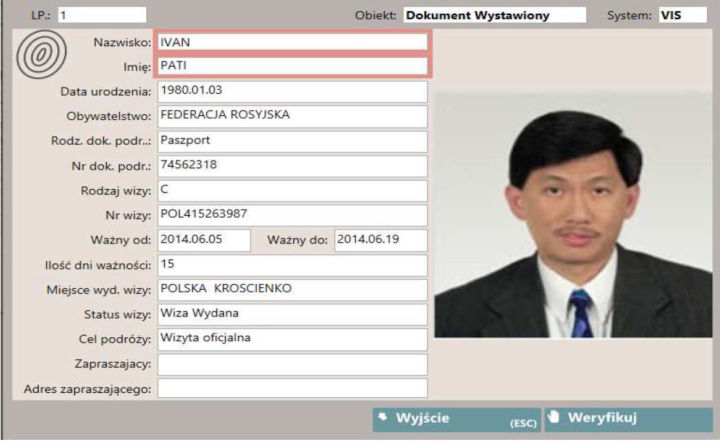 WIZOWY SYSTEM INFORMACYJNY Organy właściwe do przeprowadzenia kontroli na przejściach na granicy zewnętrznej, mają możliwość wyszukiwania informacji za pomocą numeru naklejki wizowej łącznie ze