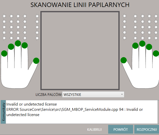 VIS - IDENTYFIKACJA Pobieranie odcisków