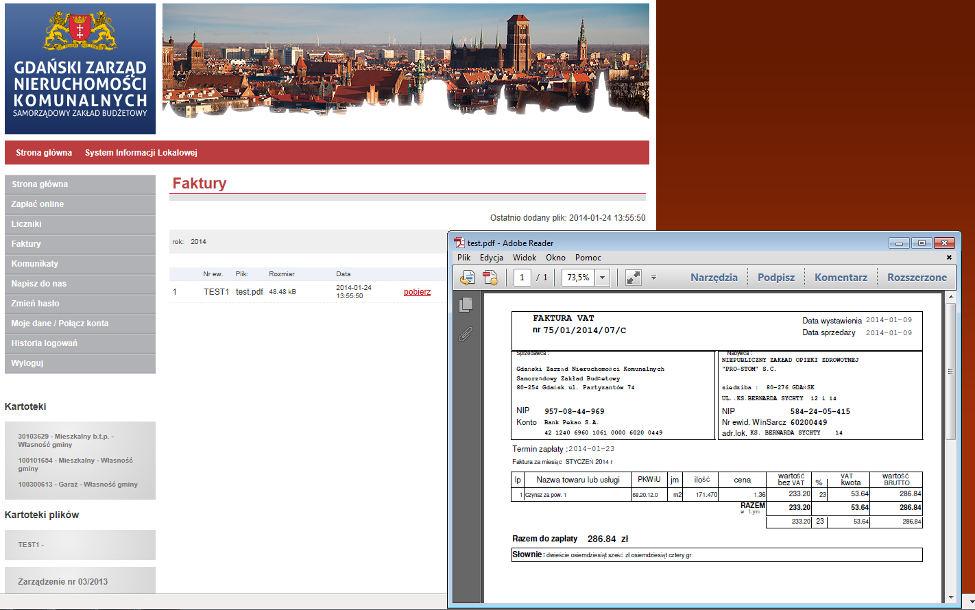 System informacji lokalowej websil Faktury