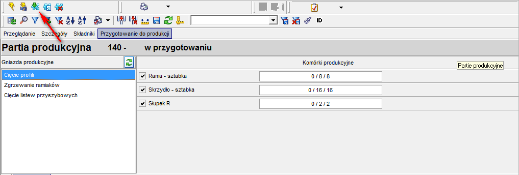 2. Z listy gniazd produkcyjnych wybieramy pozycję, którą aktualnie będziemy obsługiwad.