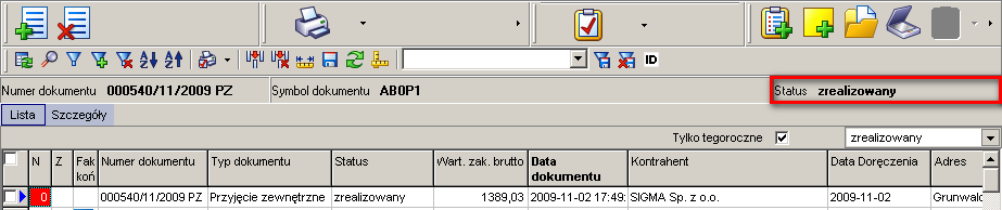 10.2.1 WYKONANIE OPERACJI 1. Aby wywoład operację zatwierdzenia dokumentu PZ, należy wybrad polecenie Zatwierdź PZ z menu lub użyd skrótu klawiszowego Ctrl-X. 2.