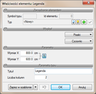 4.3.8 WSTAW LEGENDĘ Wstawiona legenda zawiera wszystkie w planie użyte symbole z ich objaśnieniami. Legenda generowana jest automatycznie.