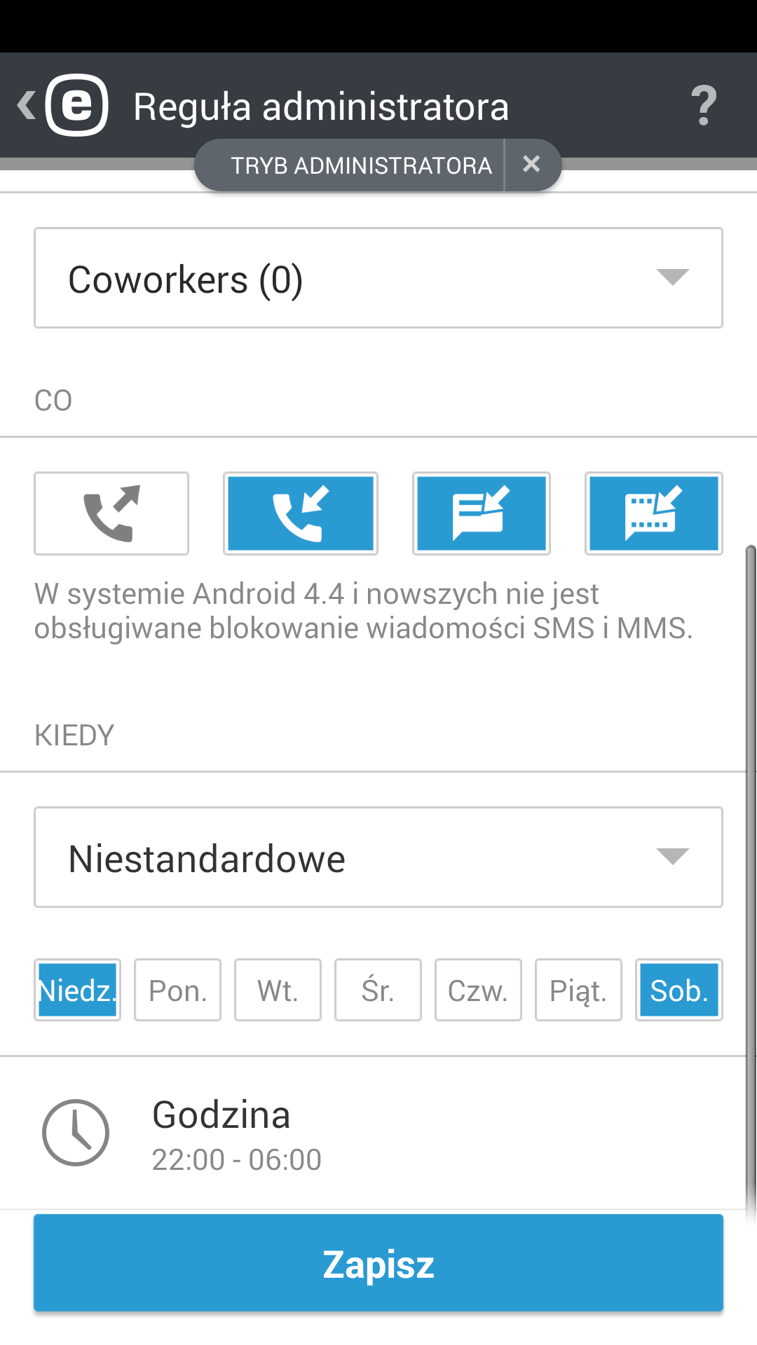 12.1.1 Dodawanie nowej reguły Aby dodać nową regułę, naciśnij ikonę w prawym górnym rogu ekranu Reguły.