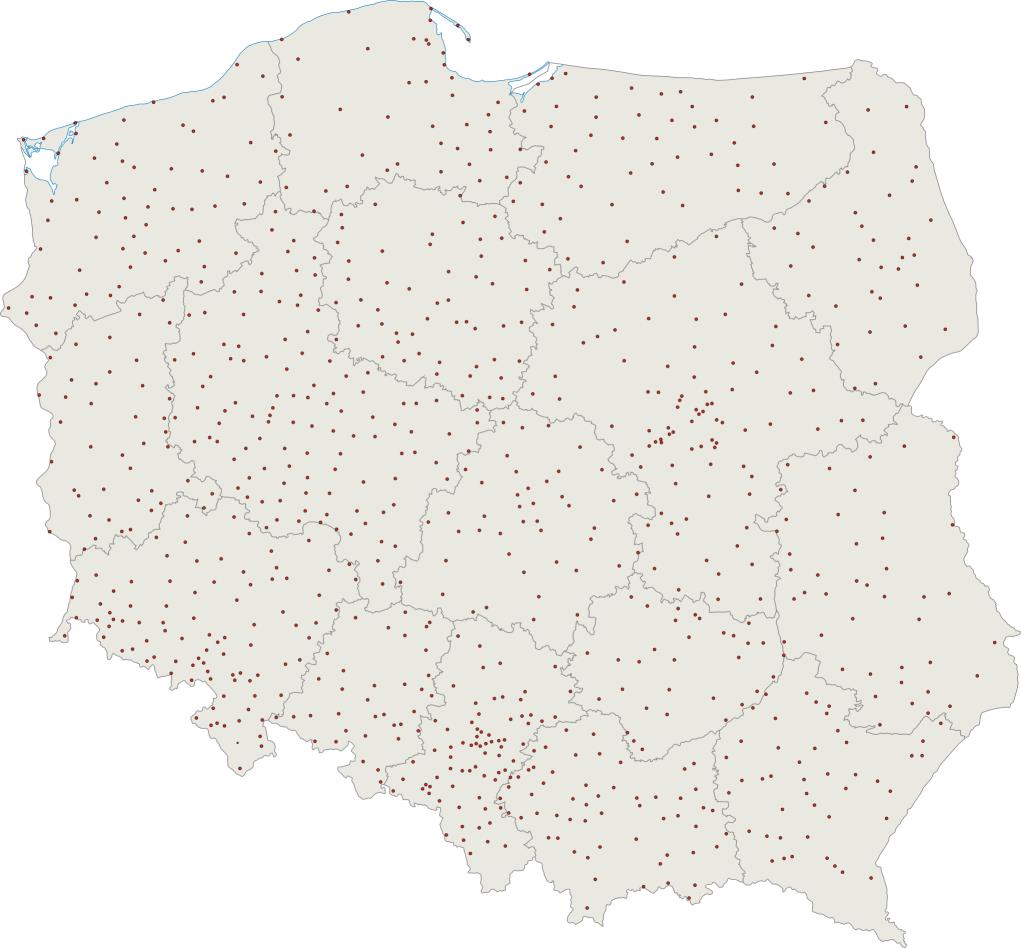 Suszarnie osadowe w Polsce Szczecin ( Zdroje ) Żary Żagań Koszalin Poznań Grudziądz Toruń Iława Włocławek Płock Łowicz Lubawa Morąg Ciechanów Płońsk Grodzisk Mazowiecki Tomaszów Mazowiecki Żyrardów