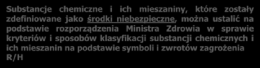 Substancje chemiczne i ich mieszaniny, które zostały zdefiniowane jako środki niebezpieczne, można ustalić na podstawie rozporządzenia Ministra Zdrowia w sprawie kryteriów i sposobów klasyfikacji