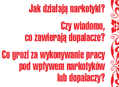 Narkotyki/dopalacze Opis różnych grup narkotyków/ dopalaczy działanie skutki zdrowotne Sygnały