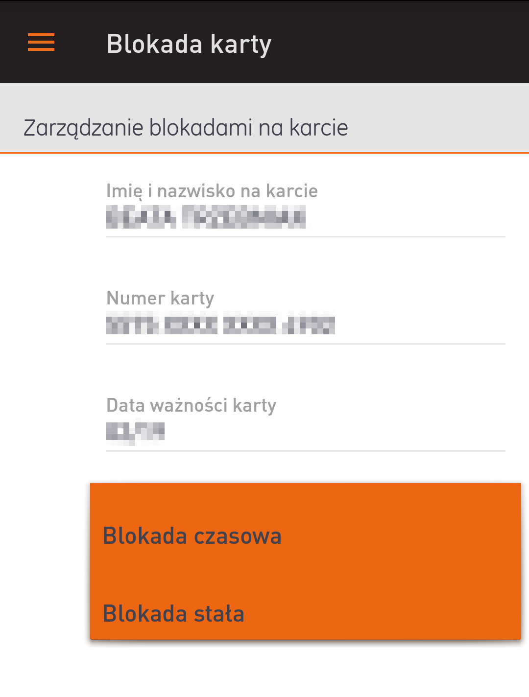 BLOKOWANIE UTRACONEJ KARTY 14 W razie zagubienia lub kradzieży karty możesz ją szybko zablokować w aplikacji mobilnej. 1 Z głównego menu wybierz produkt Wybierz rodzaj blokady jaką chcesz 2 KARTY.