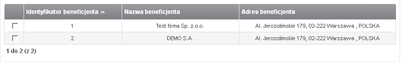 15.3.10 Beneficjenci Formularz umożliwia przeglądanie listy wprowadzonych do bazy beneficjentów oraz dodawanie nowych beneficjentów.