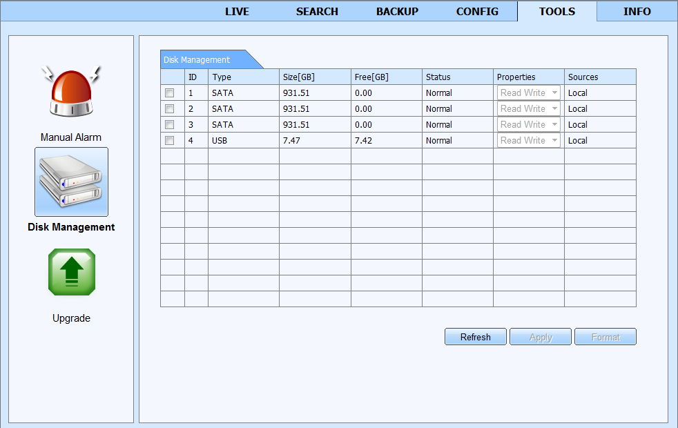 NDR-BA6104,NDR-BA6208,NDR-BA6416 User s manual ver.1.0 NETWORK OPERATIONS UTILIZING WEB BROWSER 6.8. Tools interface.