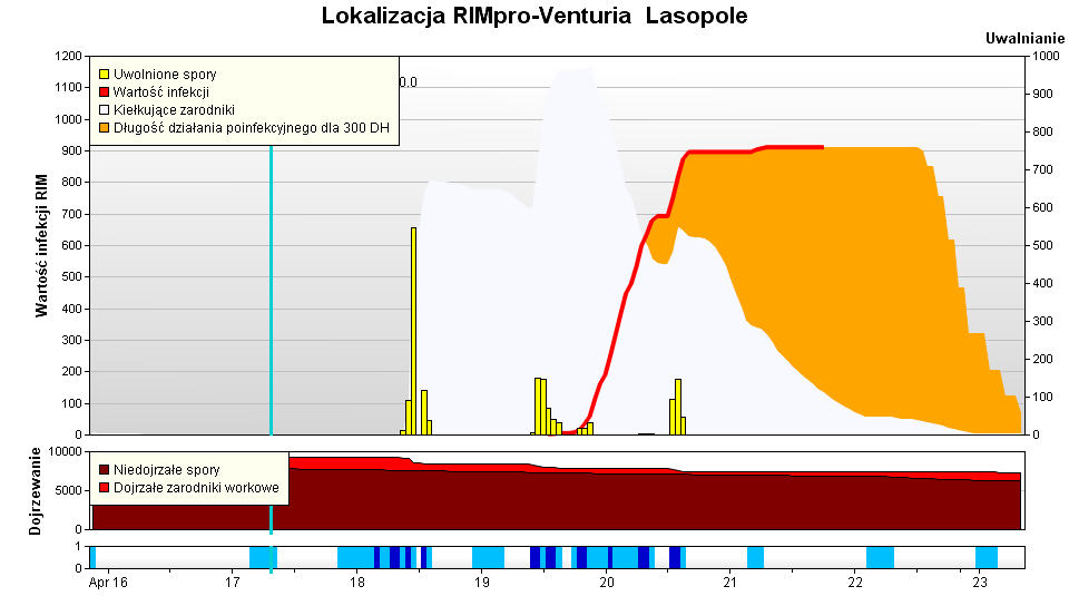 3 2 1 Czerwona linia przedstawia rozwój infekcji.