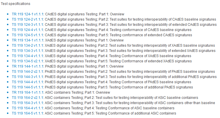 Electronic Signatures and Infrastructures (ESI) Opublikowane i opracowywane