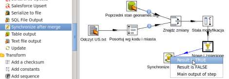 v. Krok Merge Rows (diff) tworzy strumień krotek obejmujący krotki, które nie uległy żadnej zmianie a także te które zostały wg niego usunięte, zmodyfikowane lub wstawione.