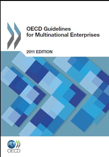 Wytyczne OECD dla przedsiębiorstw wielonarodowych (1976) I. Koncepcja i zasady II. Polityka ogólna III. Ujawnianie informacji IV. Prawa człowieka V. Zatrudnienie i stosunki pracownicze VI.